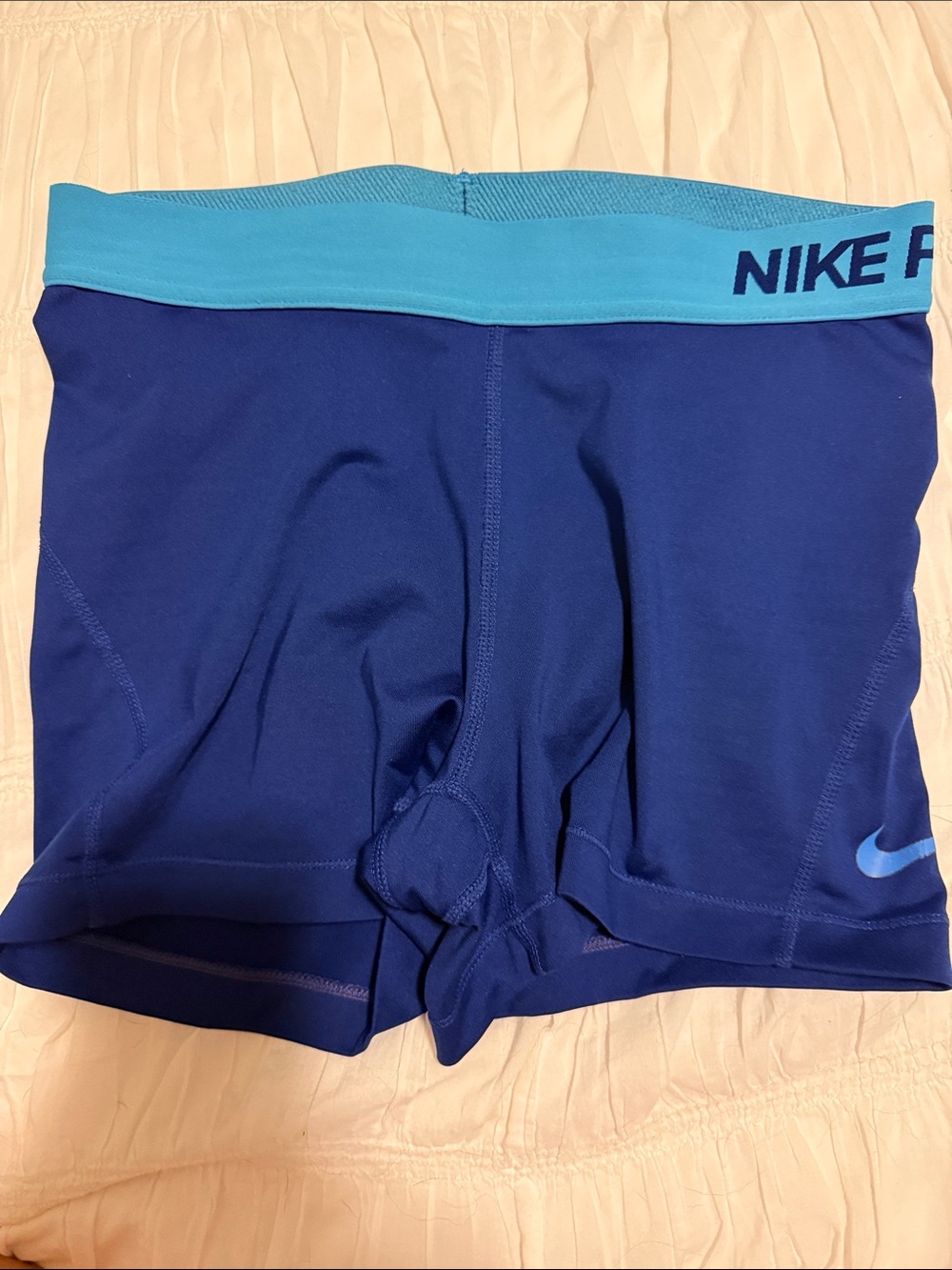 Nike Blue Compression Shorts with Light Blue Waistband